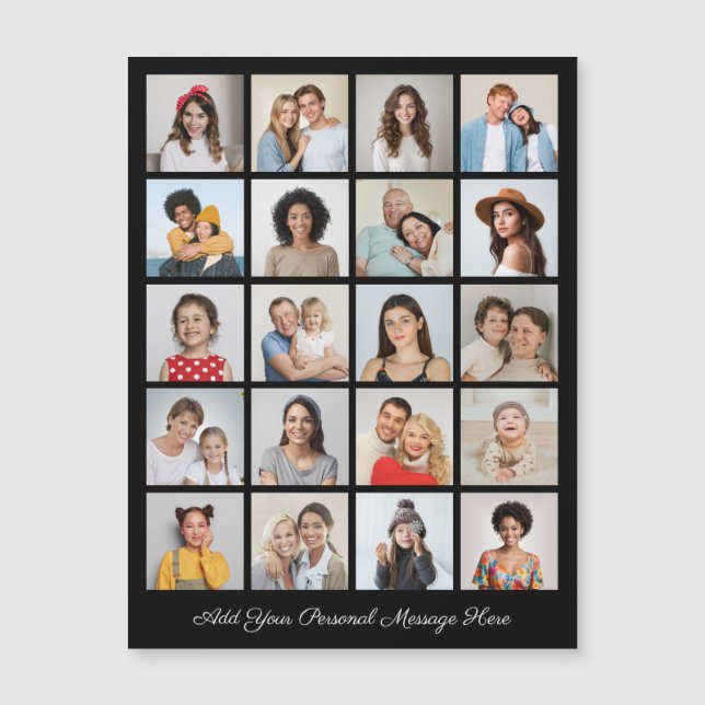 20 Colagem de Fotos Adicione Seu Cartão Magnético  (Frente)