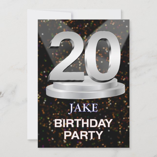 20 Convite de aniversário Adicionar um Nome (Frente)