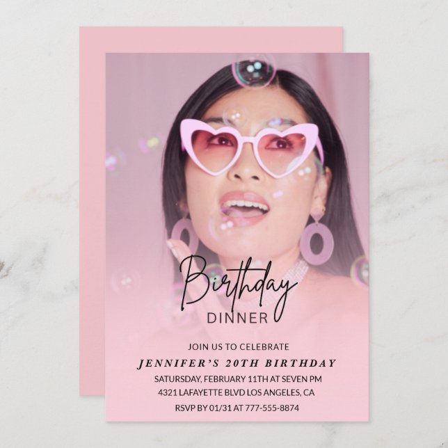 20 convites de aniversário Foto do Janto de Aniver (Frente/Verso)
