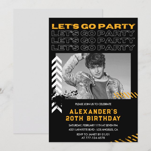 20 de convites Men Photo Spray Pintura (Frente/Verso)