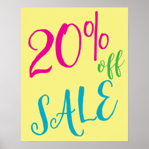 20% de Sign in Primavera Cores, Poster de varejo