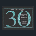 20 de Surpresa - Glitter Teal de Convite de Aniver<br><div class="desc">Convite para aniversário de 30 anos surpresa. Festa de aniversário de Brilho Preto e Teal Convidam com Fundo de Quadros. Surpresa Aniversário. Aniversário Adulto. Homens ou Mulheres no Bday Bash Party.
Para mais personalização,  clique no botão "Personalizar" e use a ferramenta design para modificar este modelo.</div>