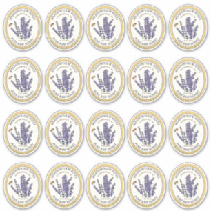 20 Etiqueta de Mel de Lavanda Oval de Jar Pequeno 