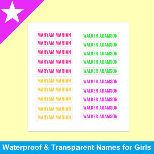 20 Etiquetas Coloridas, Etiquetas de nome Girly Tr