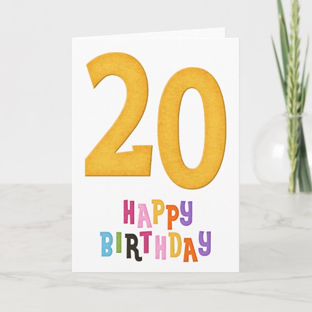 20 Feliz Cartão de Aniversário Design 1 (Frente)