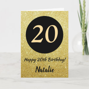20 Happy Birthday - Cartão brilhante Dourado e pre