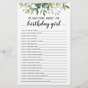 20 Perguntas Sobre a Menina do Aniversário Jogo Ed