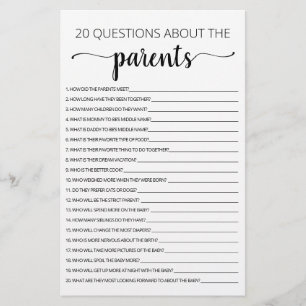 20 Perguntas sobre o jogo de Chá de fraldas dos Pa