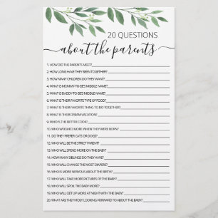 20 Perguntas sobre o jogo de Chá de fraldas dos Pa