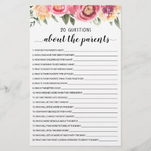 20 Perguntas sobre o jogo Editável pelos Pais