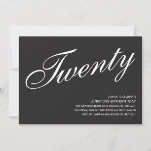 20os convites preto e branco do aniversário