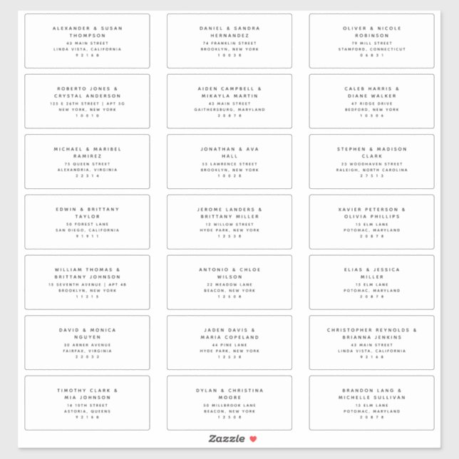 21 Etiquetas de Endereço Convidado para Casamento  (Folha)