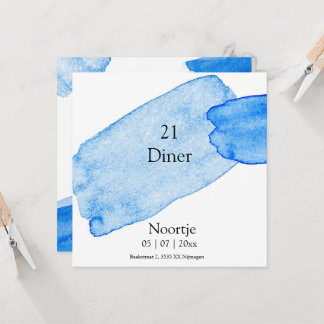 21 Jantar com verfstrepen blauw moderno
