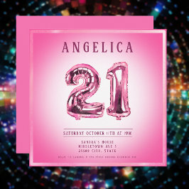 21 Número de ruas Balões Aniversário Convite