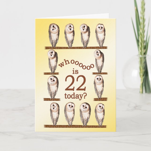 22º aniversário, Cartão Curioso das Corujas. (Frente)