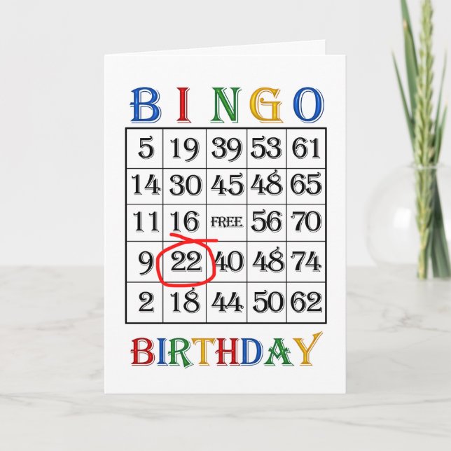 22º Cartão Bingo de Aniversário (Frente)