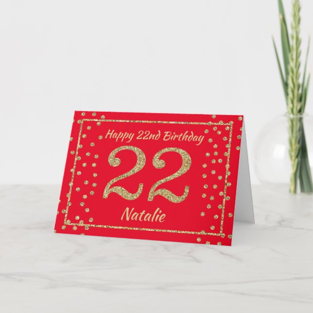 22.o Cartão de Conflito de Azul Vermelho e Dourado (Frente)