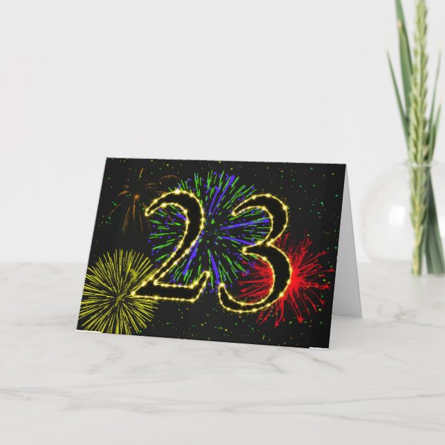 23º Cartão de aniversário com fogos de artifício (Frente)