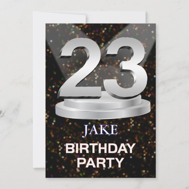 23º Convite de aniversário Adicionar um Nome (Frente)