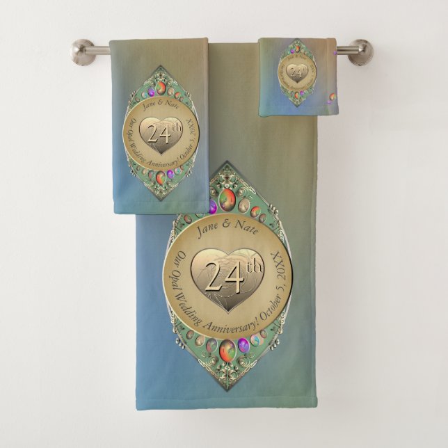 24º Aniversário de Casamento Óptico Bath Toalha Se (Insitu)