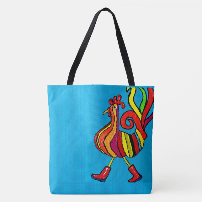 245 - Rooster with Bots - Tote Bag (Galeria com bo (Frente)