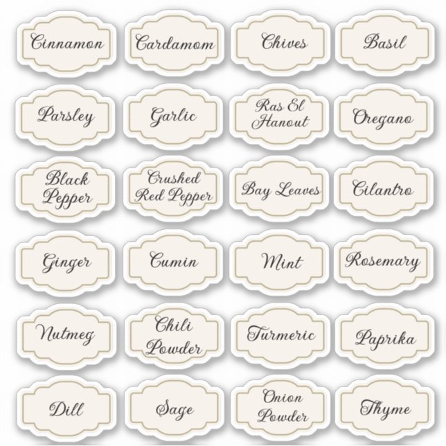 24 adesivos etiquetas despensa ervas e especiarias (Frente)