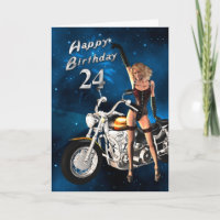 24.o Cartão de aniversário com motocicleta