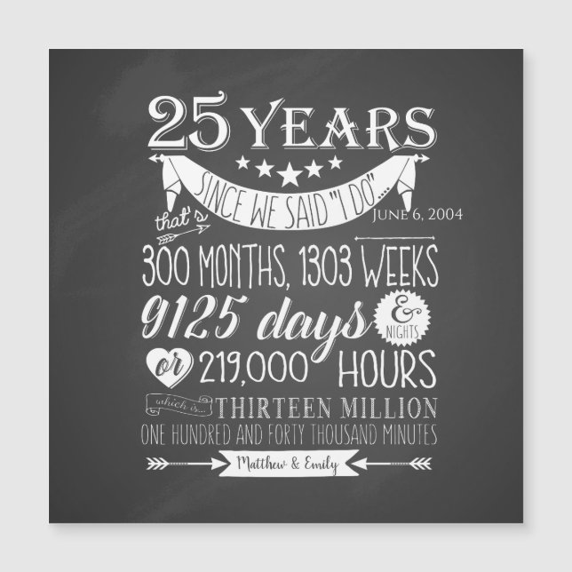 25, 25 anos de casamento. (Frente)