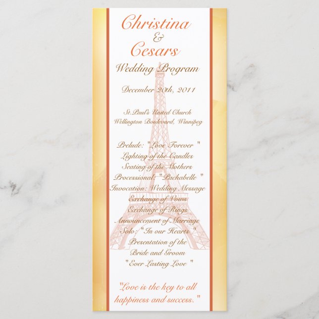 25 4 x 9 Programa Casamento Paris Peach (Frente)