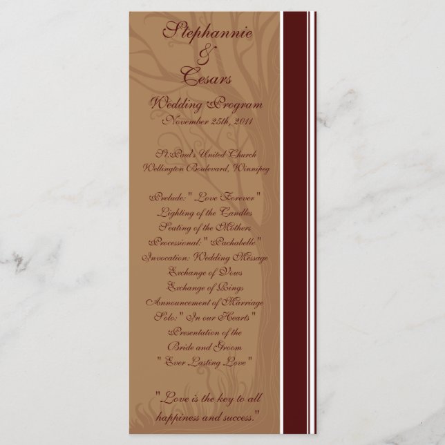 25 4x9 Árvore de outono do Programa de Casamento (Frente)