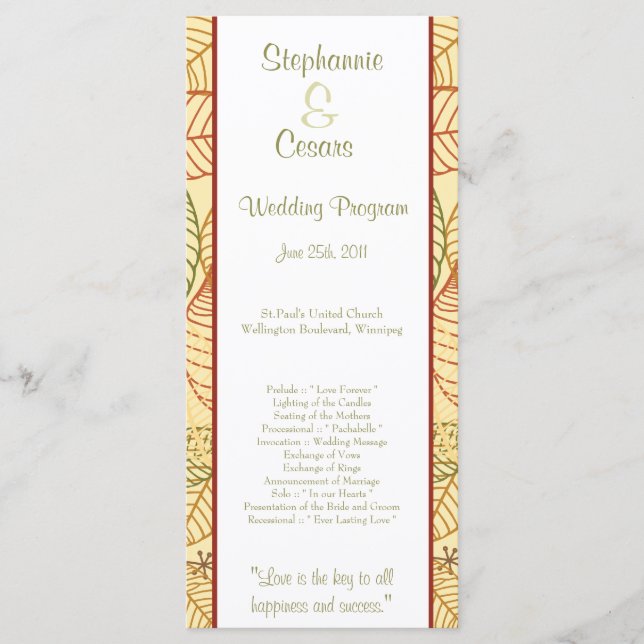 25 4x9 Folhas de outono do Programa de Casamento (Frente)