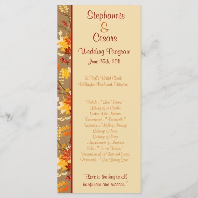 25 4x9 Folhas de outono do Programa de Casamento (Frente)