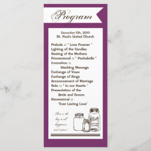 25 4x9 Programa Casamento Mason Jar Country Rustic