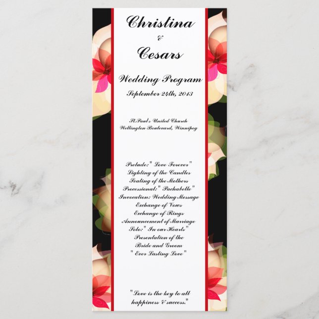 25 4x9 Programa de Casamento Colorido Lotus Flower (Frente)