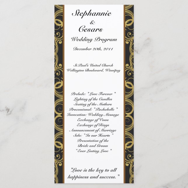 25 4x9 Programa de Casamento Dourado e Damasco Neg (Frente)