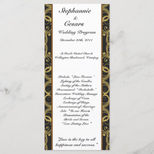 25 4x9 Programa de Casamento Dourado e Damasco Neg