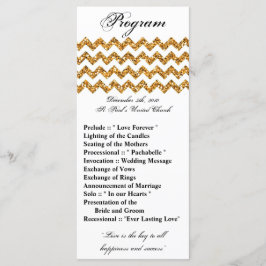 25 4x9 Programa de Casamento Dourado Glitter Chevr