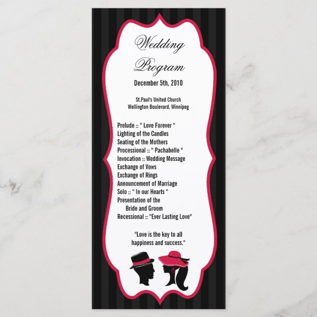 25 4x9 Programa de Casamento - Retro Elegante Form (Frente)