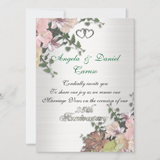 25 aniversário Convite Flores de Aquarela (Frente)