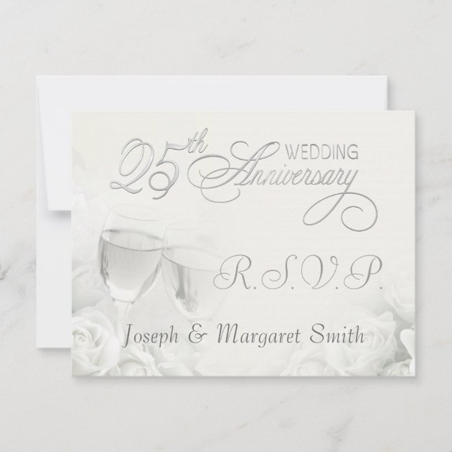 25 Anniversário Party - Placas de resposta RSVP (Frente)