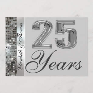25 Anos Aniversário de Prata Convite Elegante