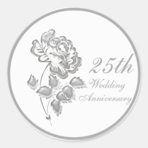 25 anos de etiqueta de prata do aniversário da