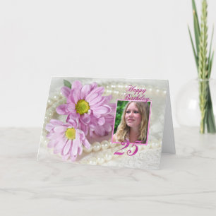 25 cartão com fotos de aniversário com margarida