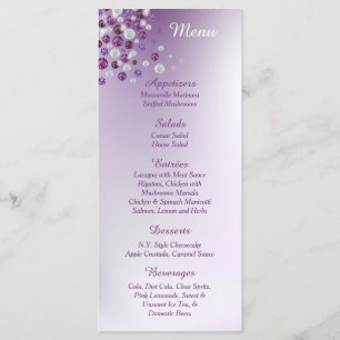 25 Cartões de menu de recepção de diamante branco