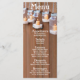 25 Cartões de menu Mason Jar Candle Lights Night Y