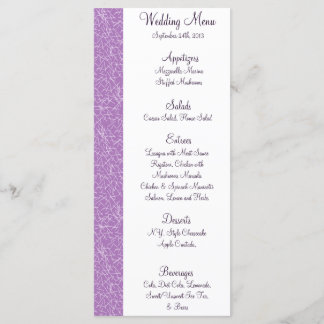 25 Cartões de menu Pássaro Swing Púrpura BG coraçõ
