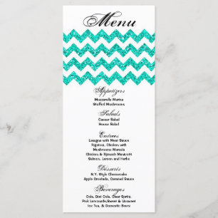 25 Cartões de menu Tela Glitter Teal Chevron Zig I