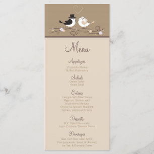 25 Cartões de Menus Casamento Aves Noite Casal