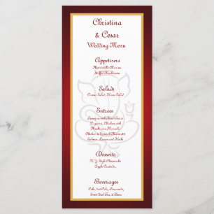 25 Cartões de Menus Lord Ganesha/Hindu Vermelho Es