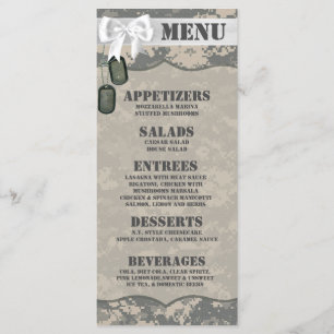 25 Cartões Menu Camuflagem Uniforme ACU ARMY